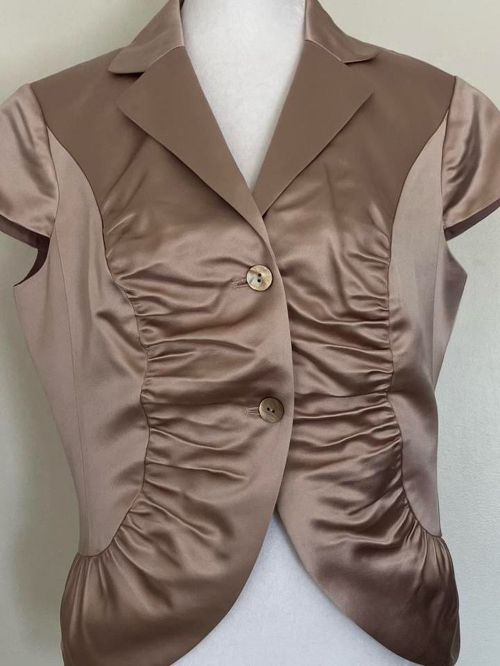 Pink Silk Y2K Cap Short Sleeves Jacket Romantic Coquette Satin Medium Sz 10
